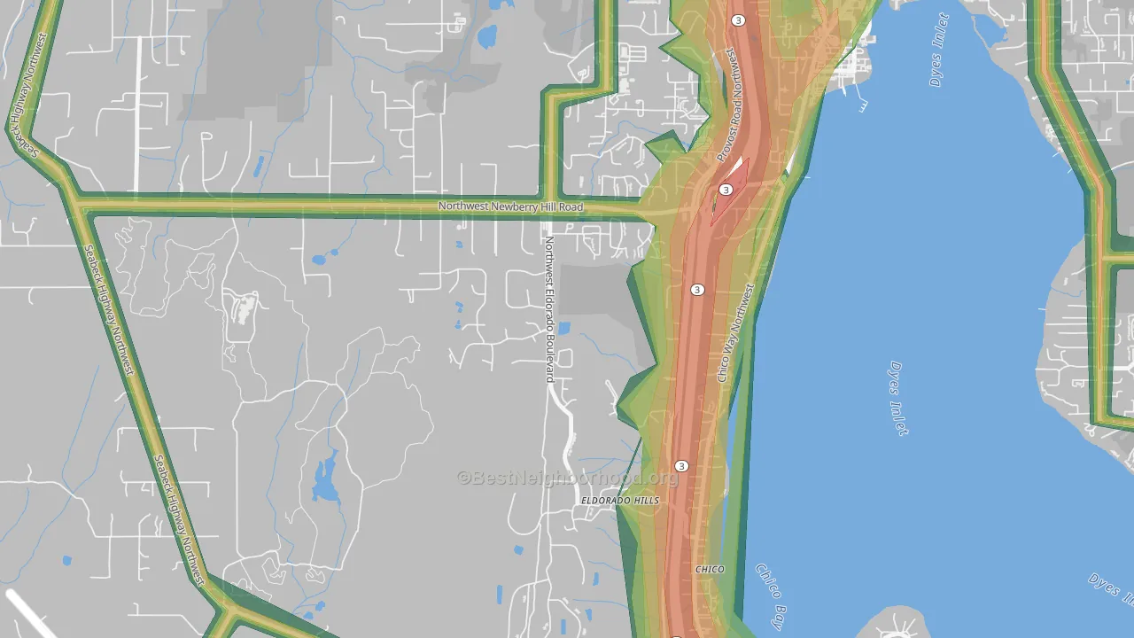 Chico, WA Map of Noise Levels in Chico