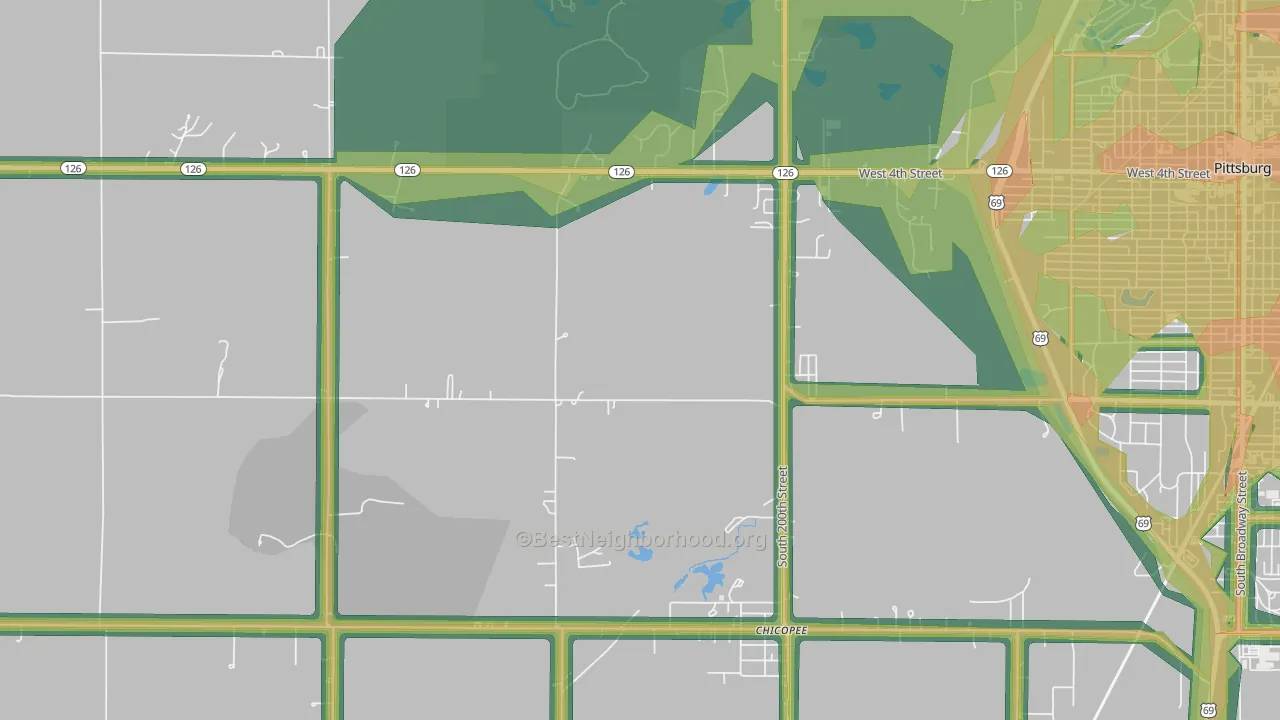 Chicopee, KS Map of Noise Levels in Chicopee