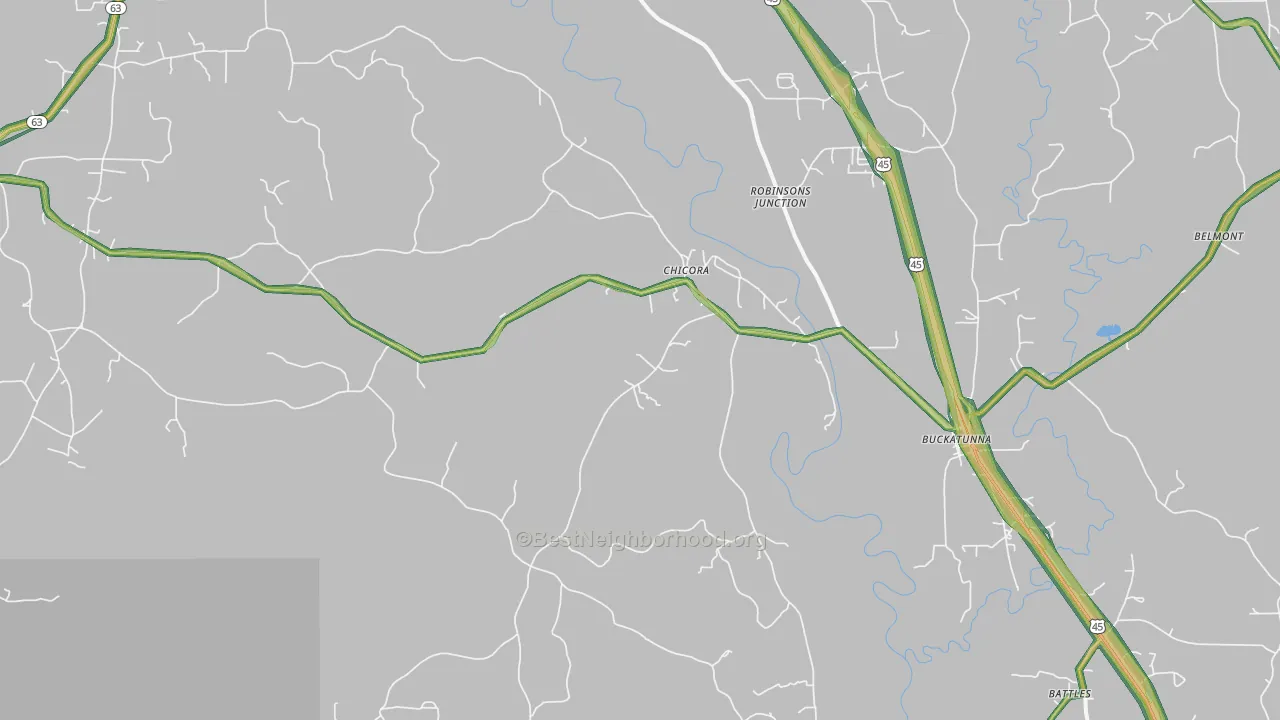 Chicora, MS Map of Noise Levels in Chicora
