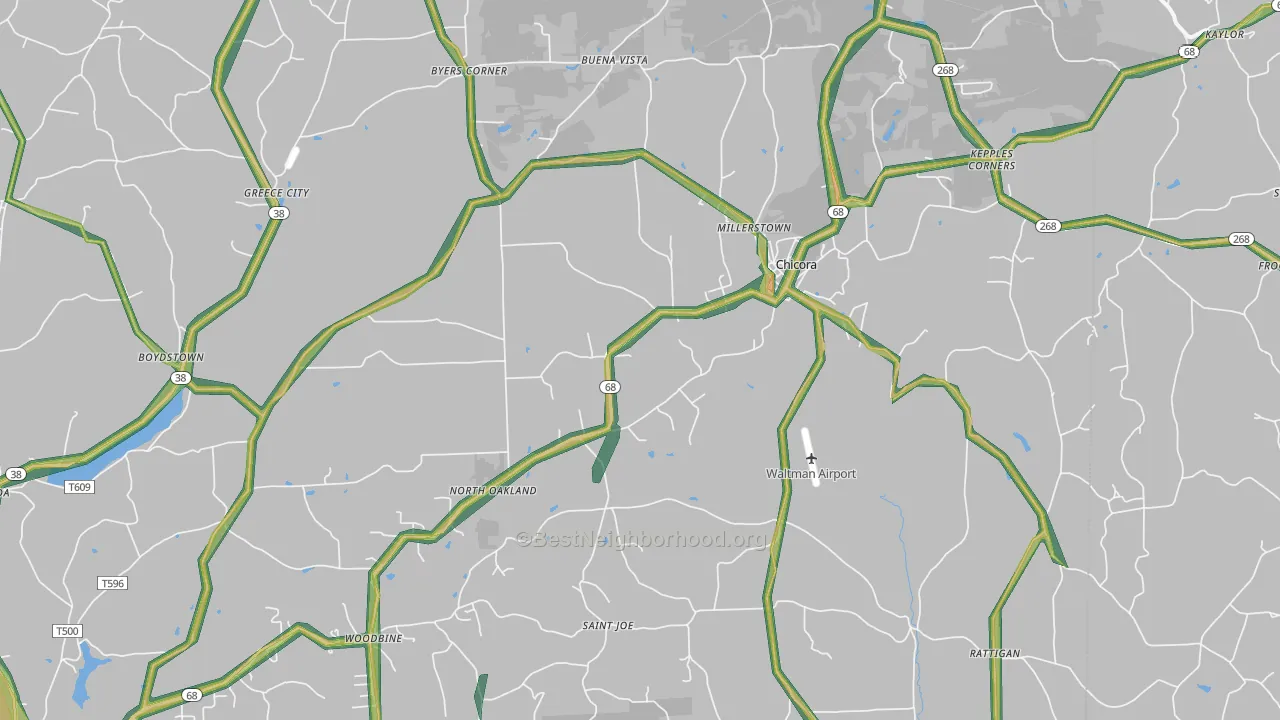 Chicora, PA Map of Noise Levels in Chicora