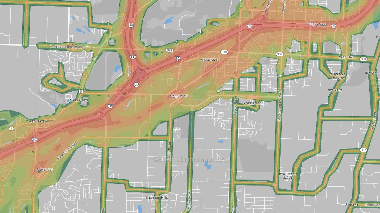 Chicot West, Little Rock, AR Map of Noise Levels in Chicot West