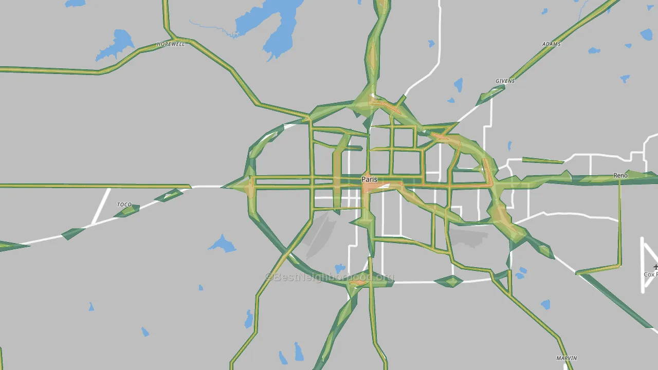 Chicota, TX Map of Noise Levels in Chicota