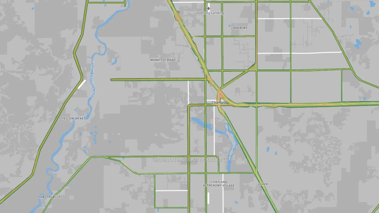 Chiefland, FL Map of Noise Levels in Chiefland