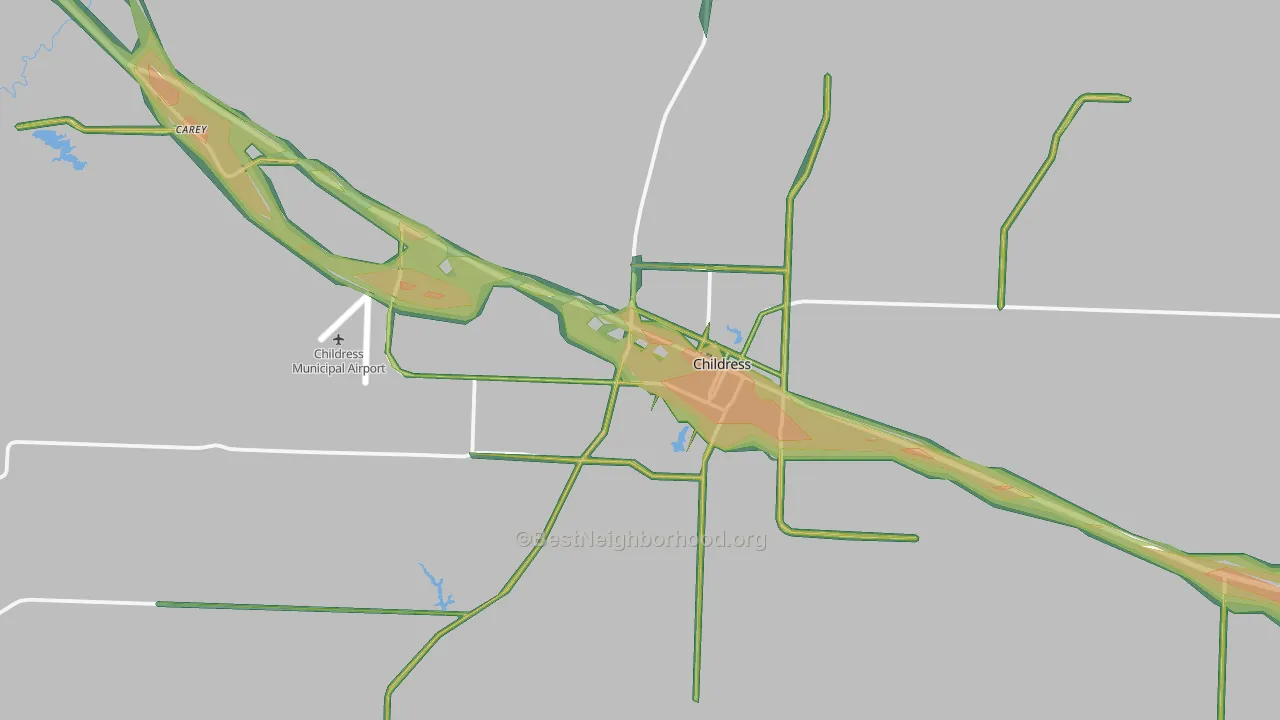Childress County, TX Map of Noise Levels in Childress County