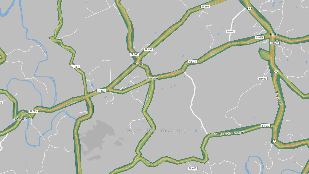 Childress, VA Map of Noise Levels in Childress