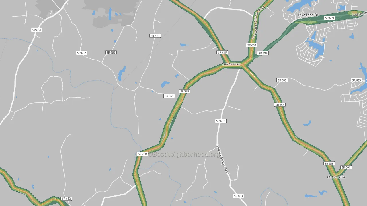 Chilesburg, VA Map of Noise Levels in Chilesburg