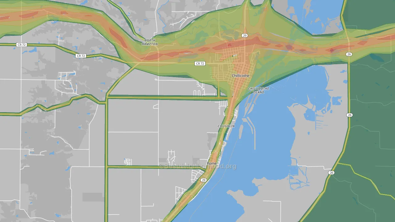 Chillicothe, IL Map of Noise Levels in Chillicothe