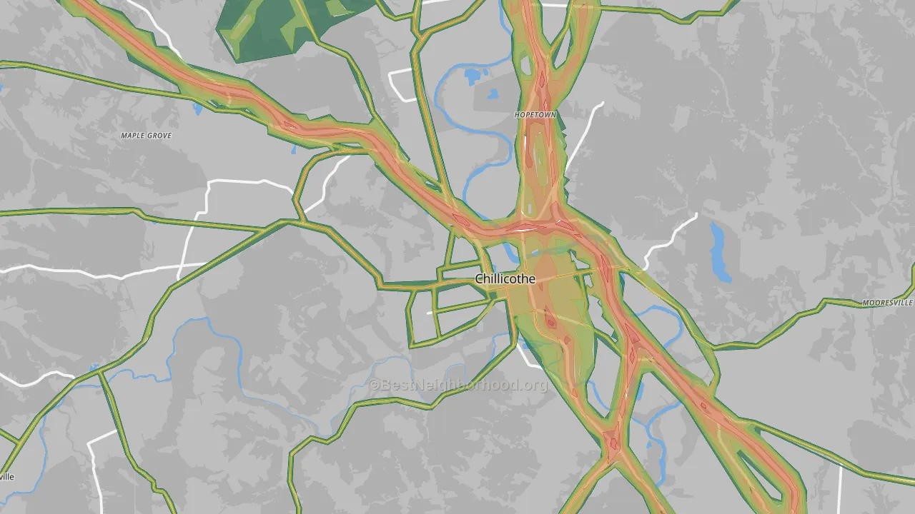 Chillicothe, OH Map of Noise Levels in Chillicothe