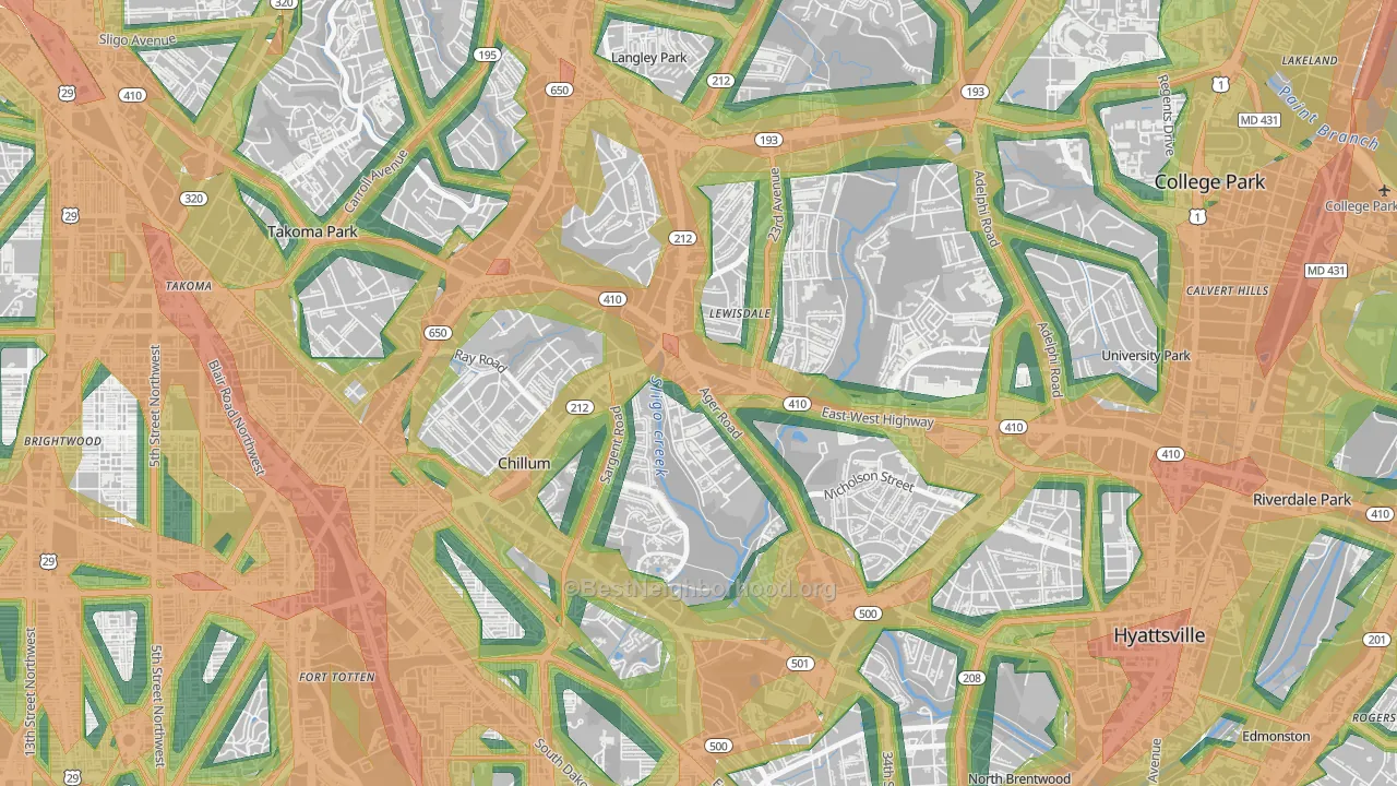 Chillum, MD Map of Noise Levels in Chillum