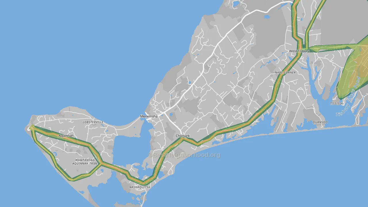 Chilmark, MA Map of Noise Levels in Chilmark