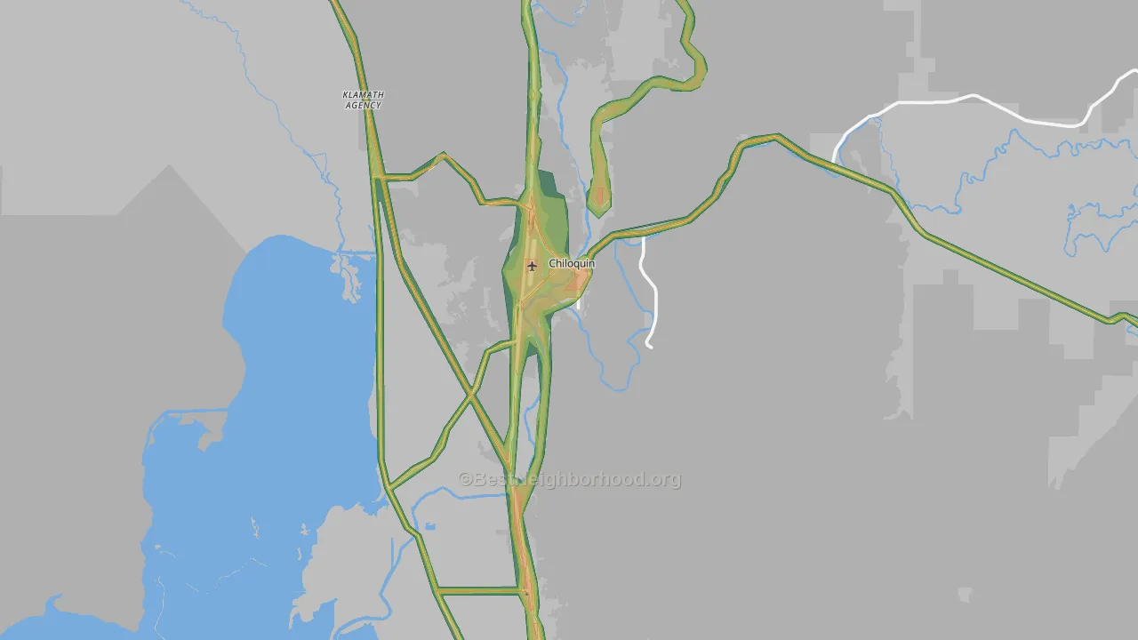 Chiloquin, OR Map of Noise Levels in Chiloquin