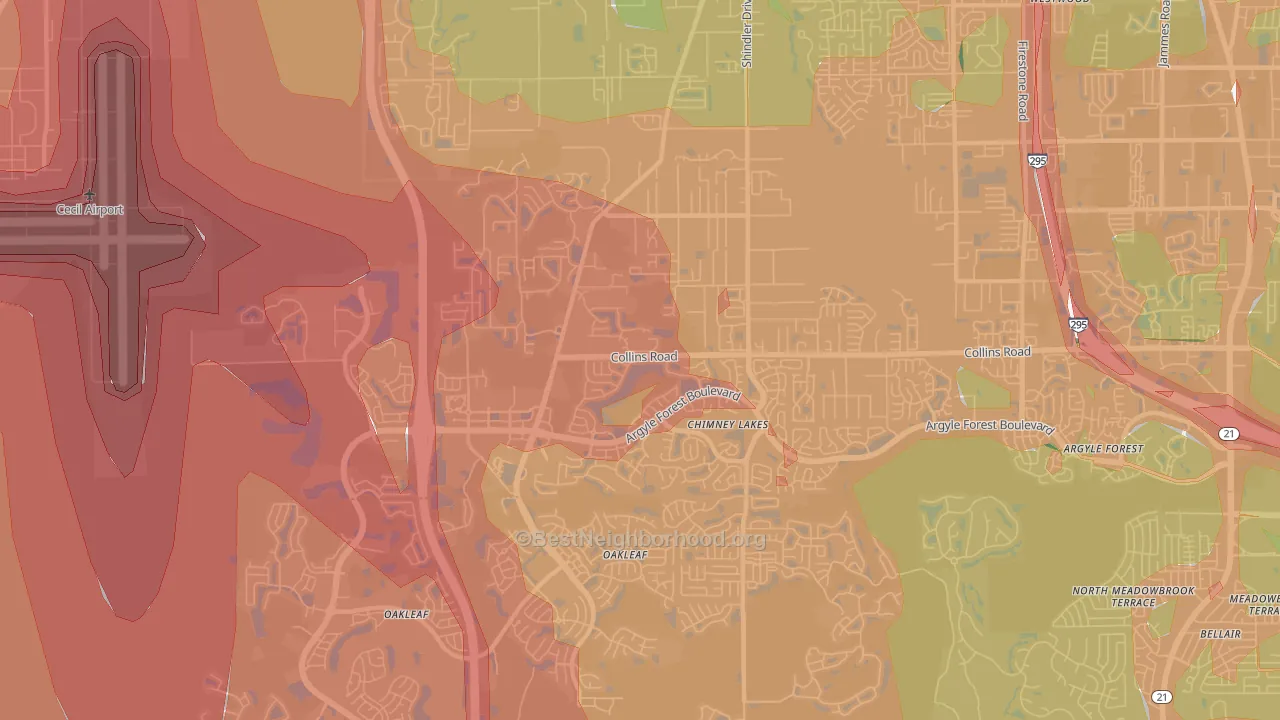 Chimney Lakes, Jacksonville, FL Map of Noise Levels in Chimney Lakes