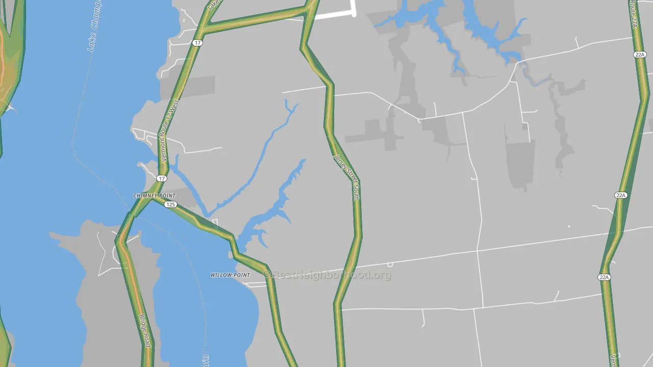 Chimney Point, VT Map of Noise Levels in Chimney Point