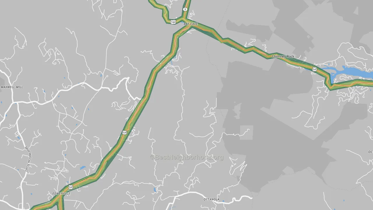 Chimney Rock, NC Map of Noise Levels in Chimney Rock