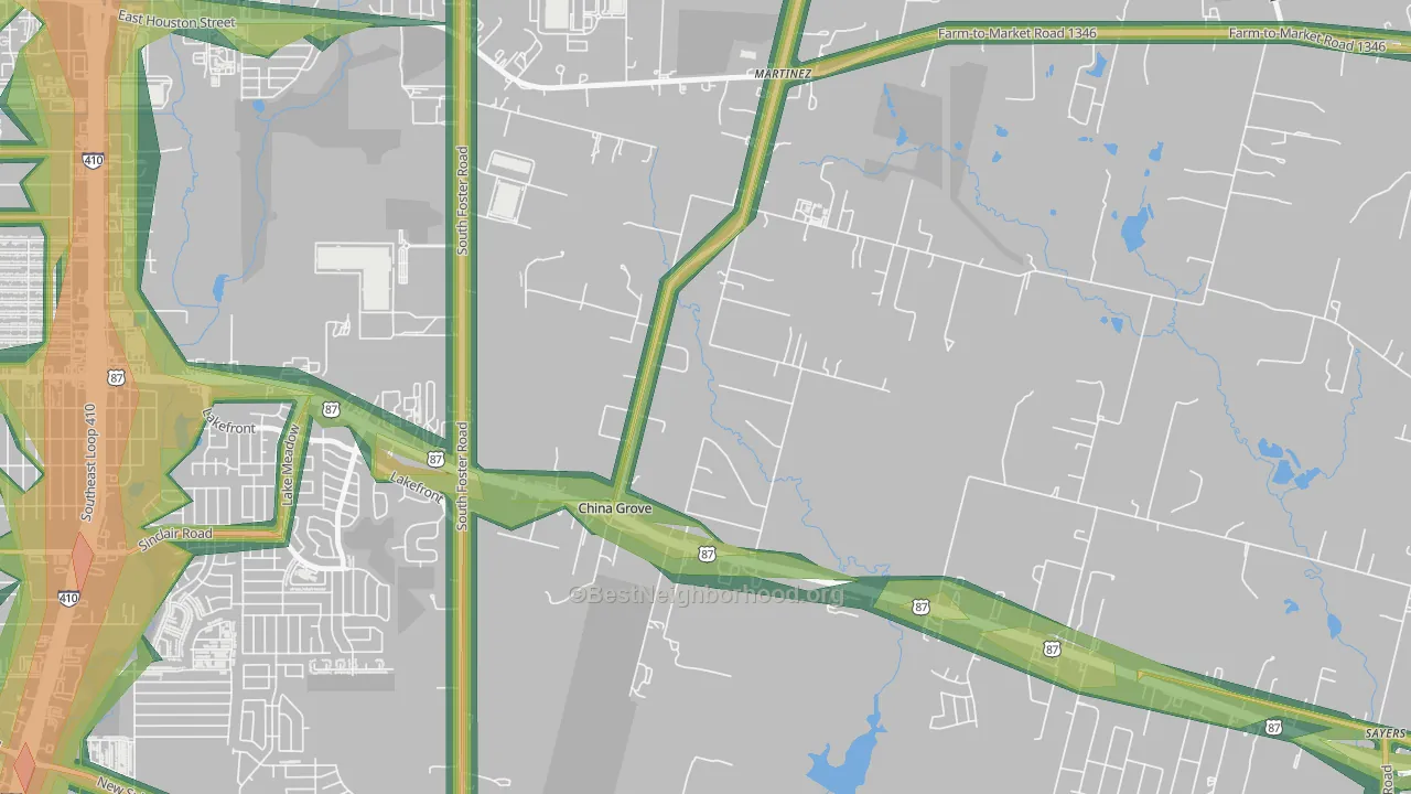 China Grove, TX Map of Noise Levels in China Grove