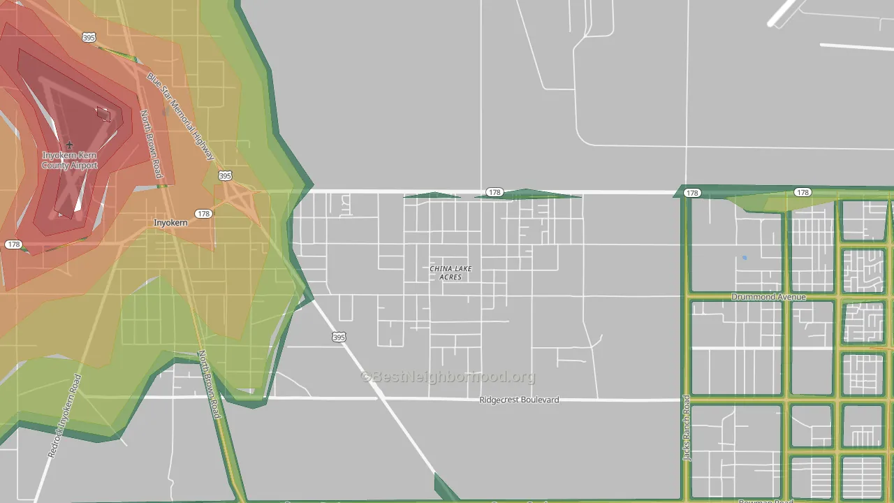China Lake Acres, CA Map of Noise Levels in China Lake Acres