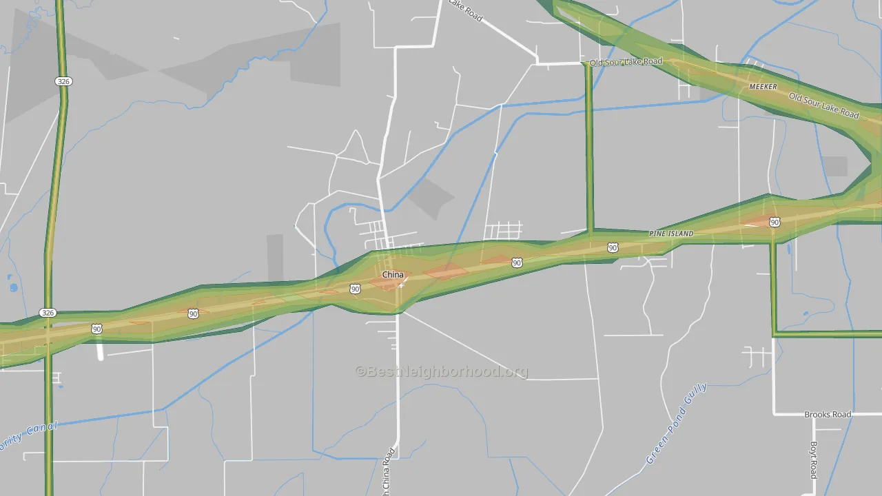 China, TX Map of Noise Levels in China