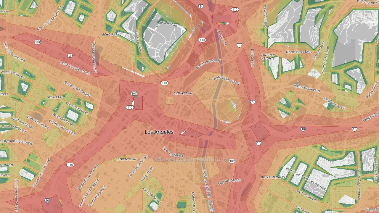 Chinatown, Los Angeles, CA Map of Noise Levels in Chinatown