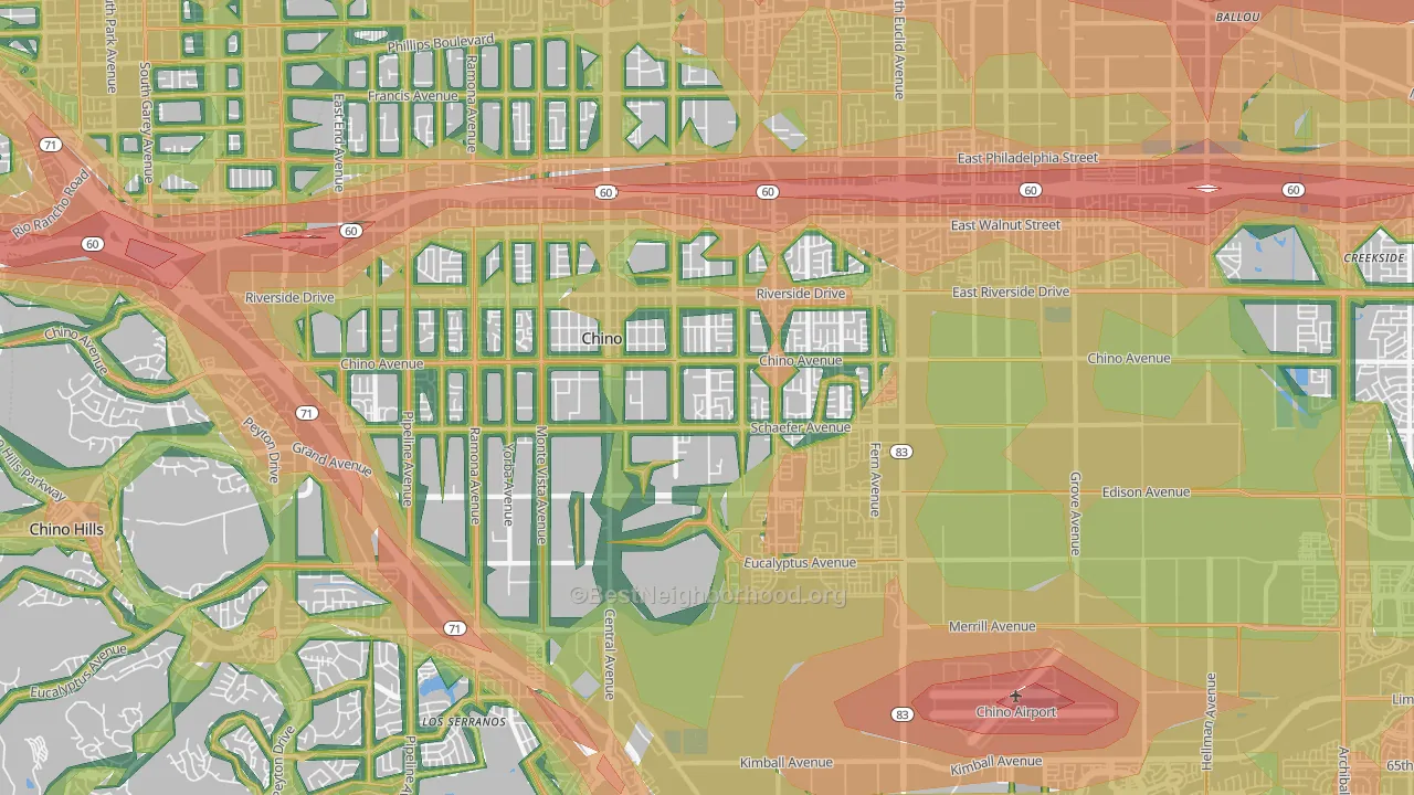 Chino, CA Map of Noise Levels in Chino
