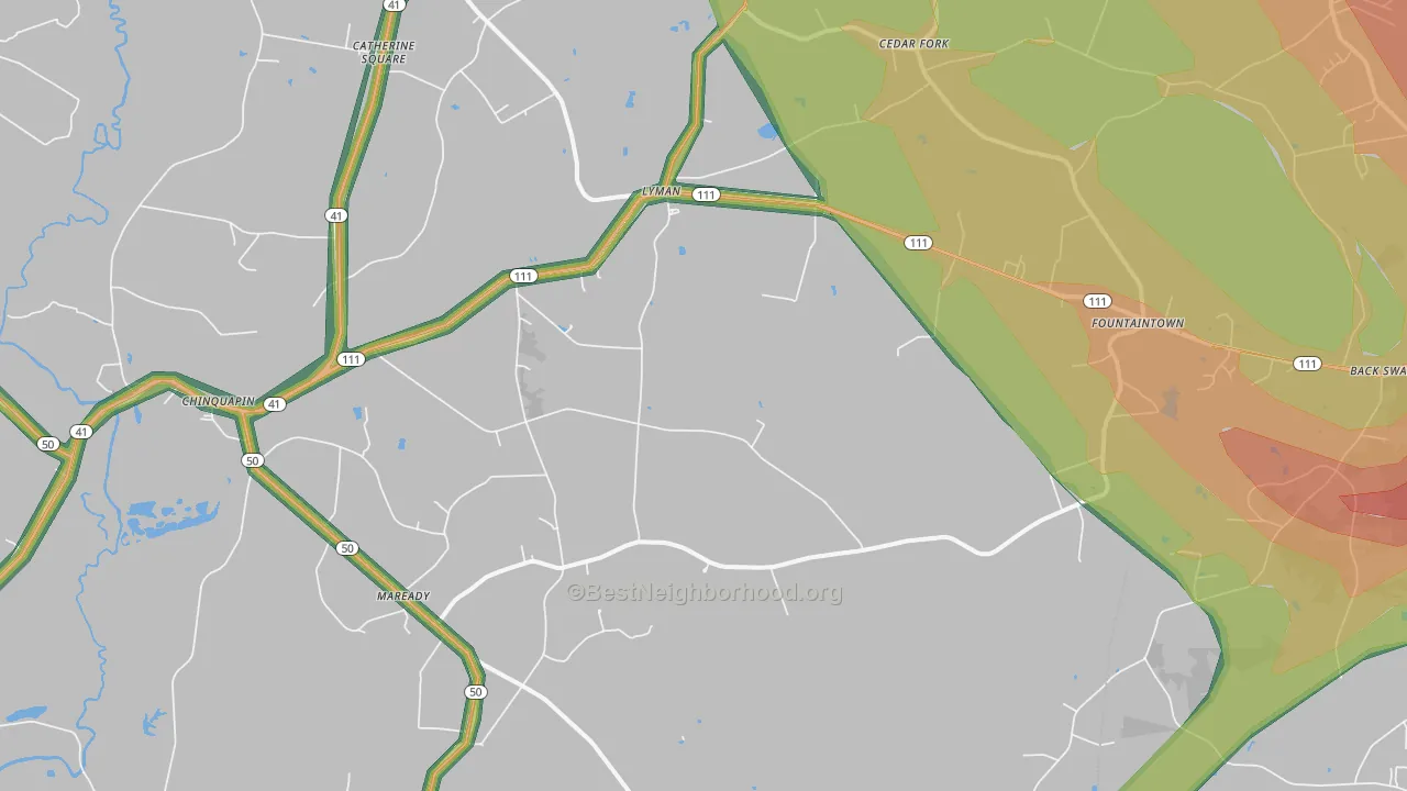 Chinquapin, NC Map of Noise Levels in Chinquapin