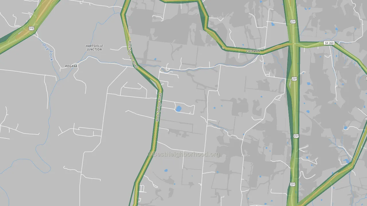 Chipman, TN Map of Noise Levels in Chipman