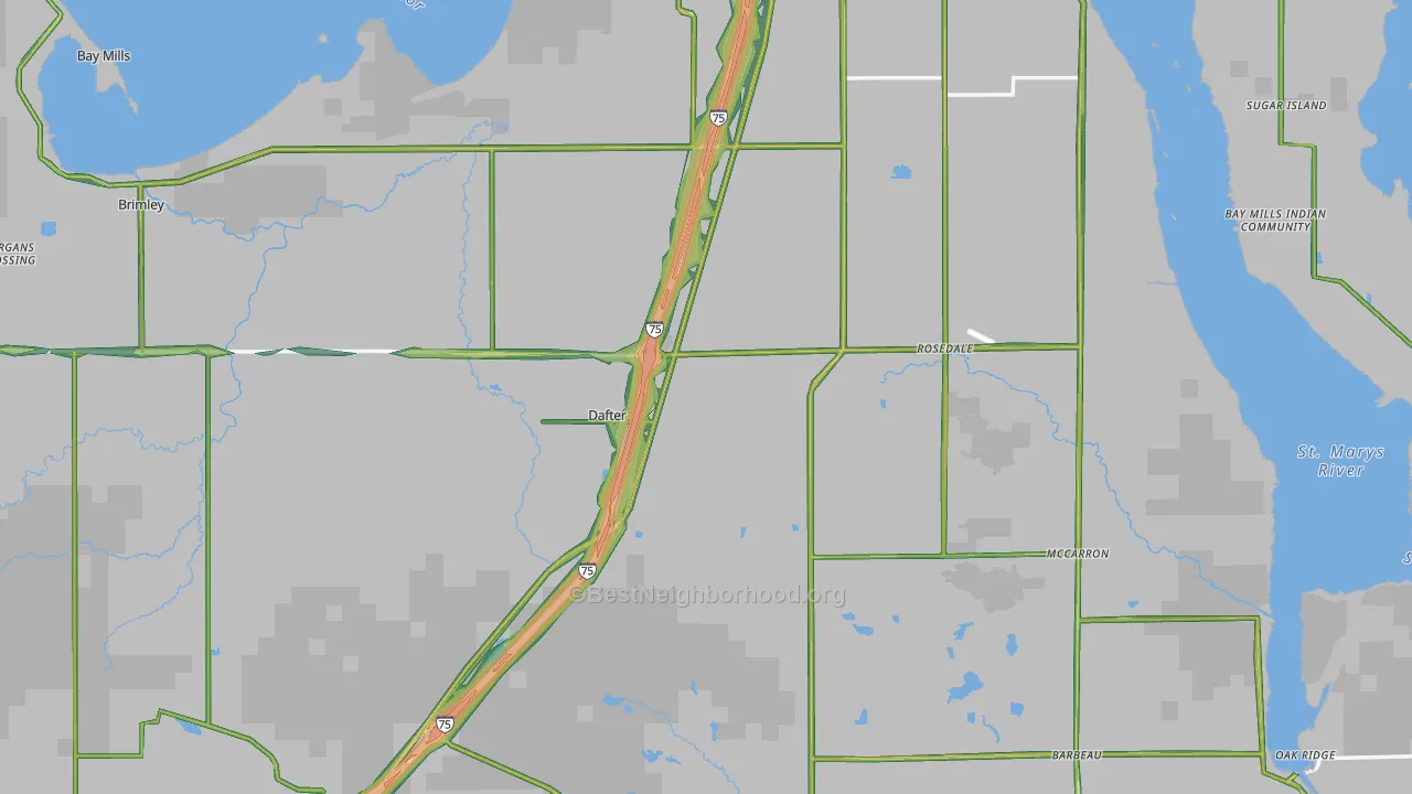 Chippewa County, MI Map of Noise Levels in Chippewa County