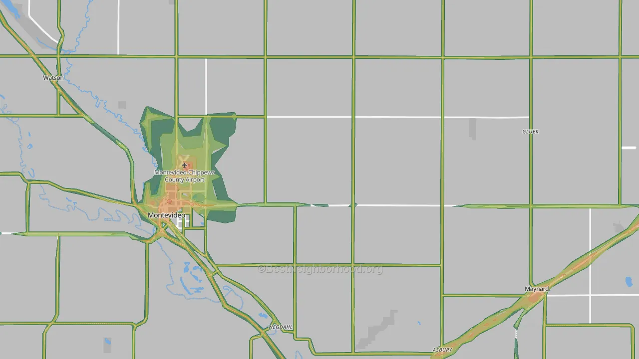 Chippewa County, MN Map of Noise Levels in Chippewa County