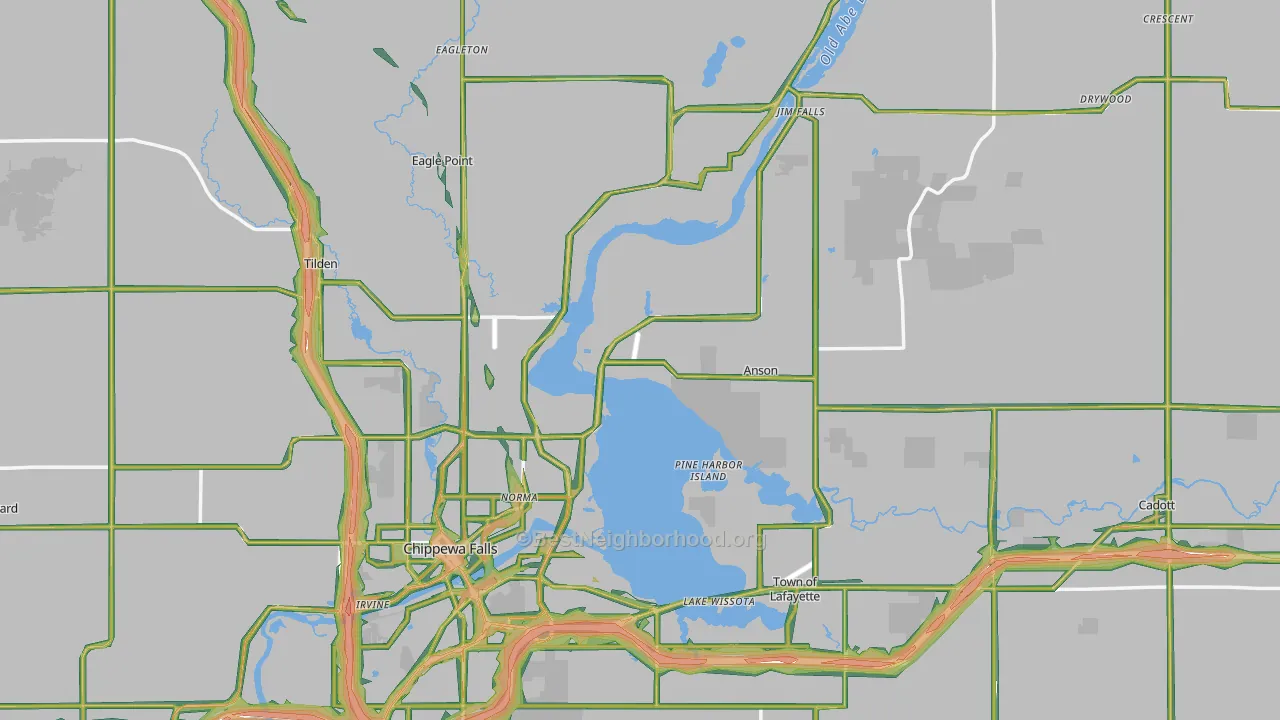 Chippewa County, WI Map of Noise Levels in Chippewa County