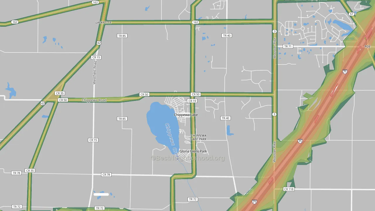 Chippewa Lake, OH Map of Noise Levels in Chippewa Lake