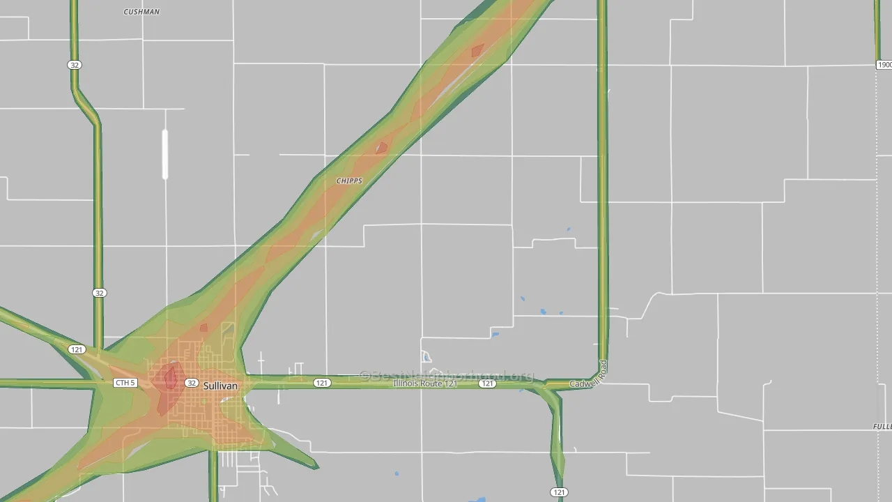 Chipps, IL Map of Noise Levels in Chipps