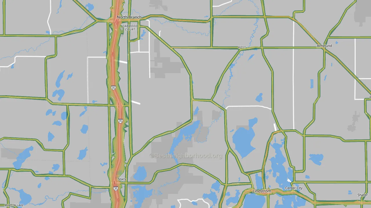 Chisago County, MN Map of Noise Levels in Chisago County