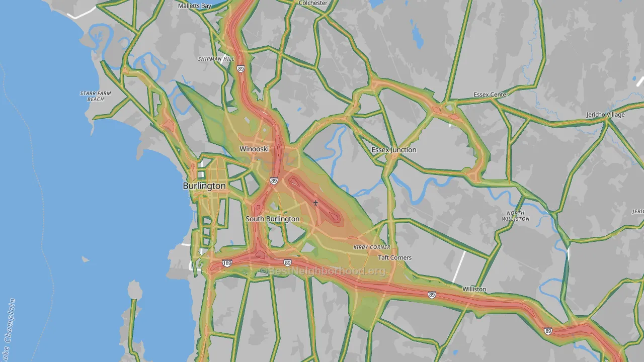 Chittenden County, VT Map of Noise Levels in Chittenden County