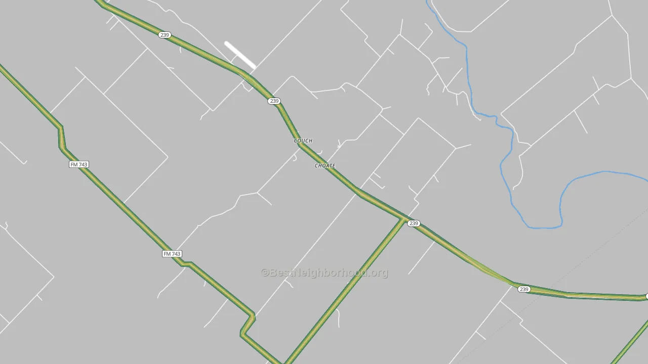 Choate, TX Map of Noise Levels in Choate