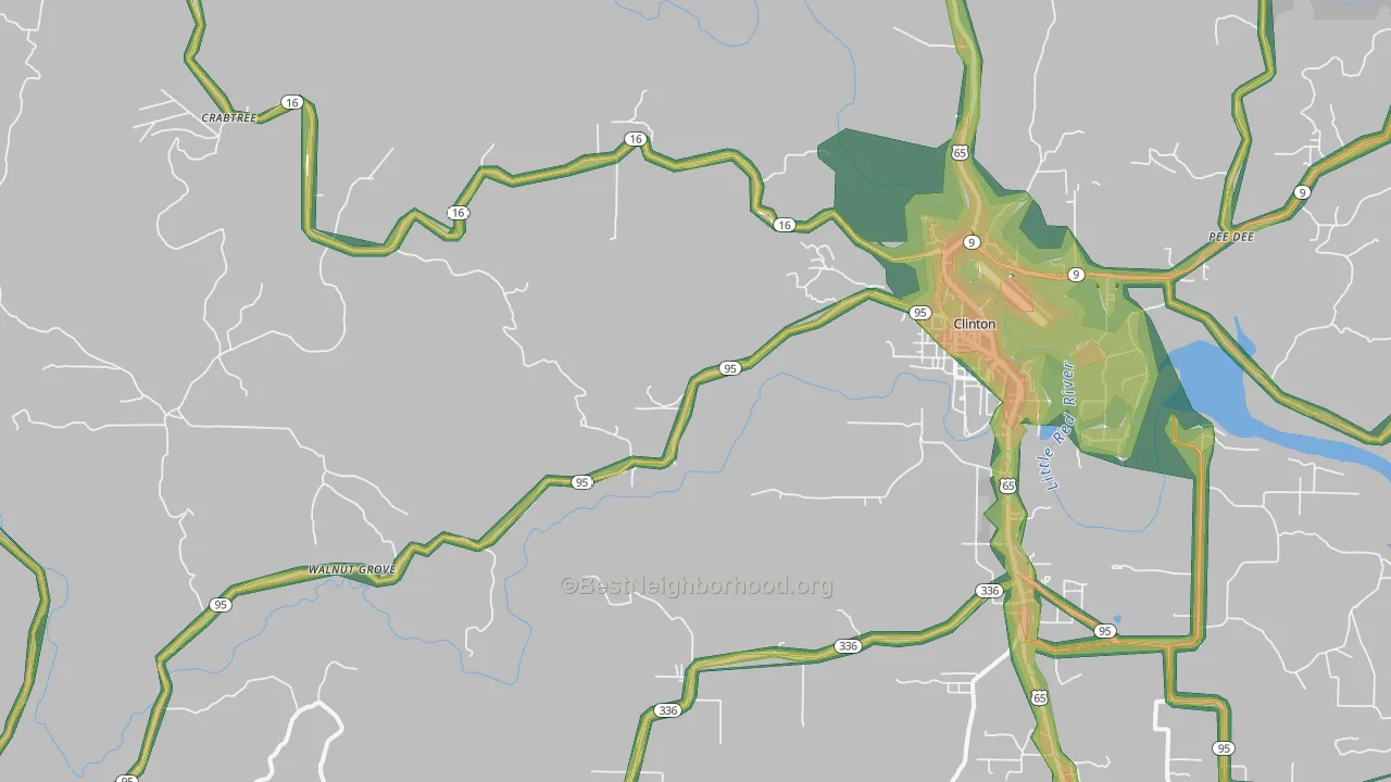 Choctaw, AR Map of Noise Levels in Choctaw