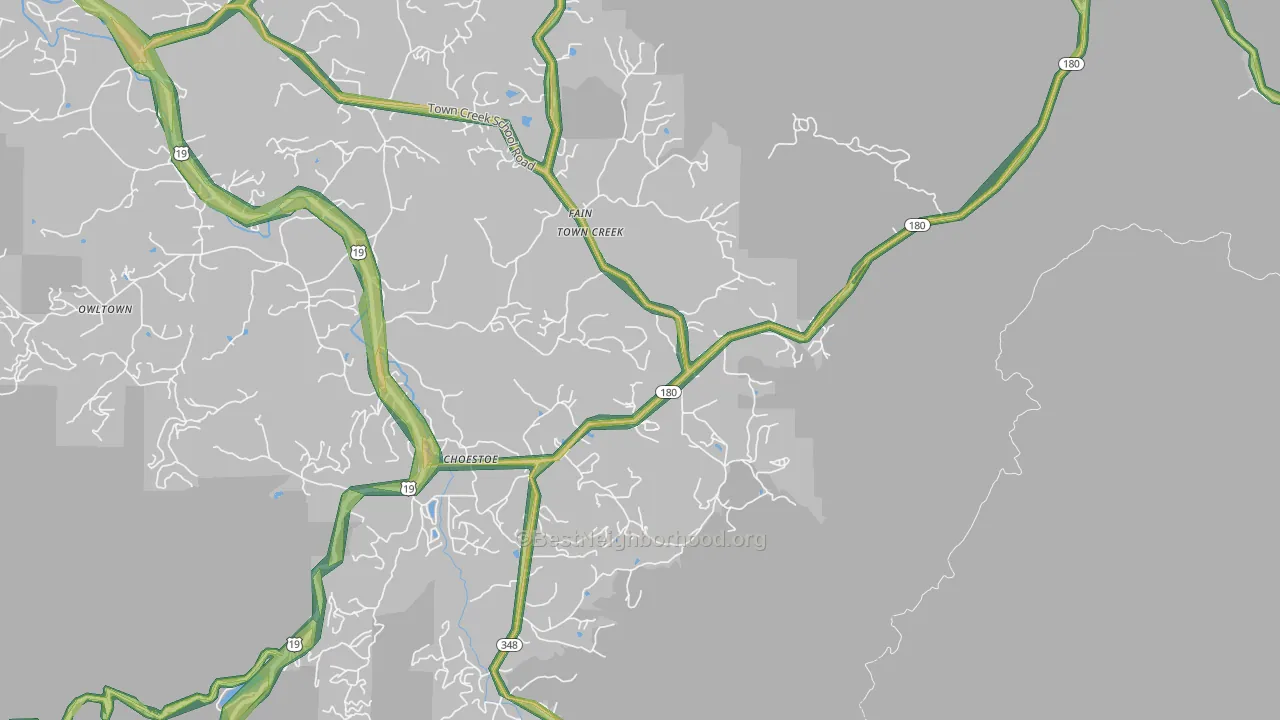Choestoe, GA Map of Noise Levels in Choestoe