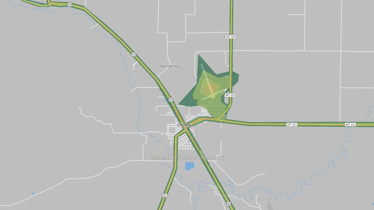 Choteau Junction, MT Map of Noise Levels in Choteau Junction