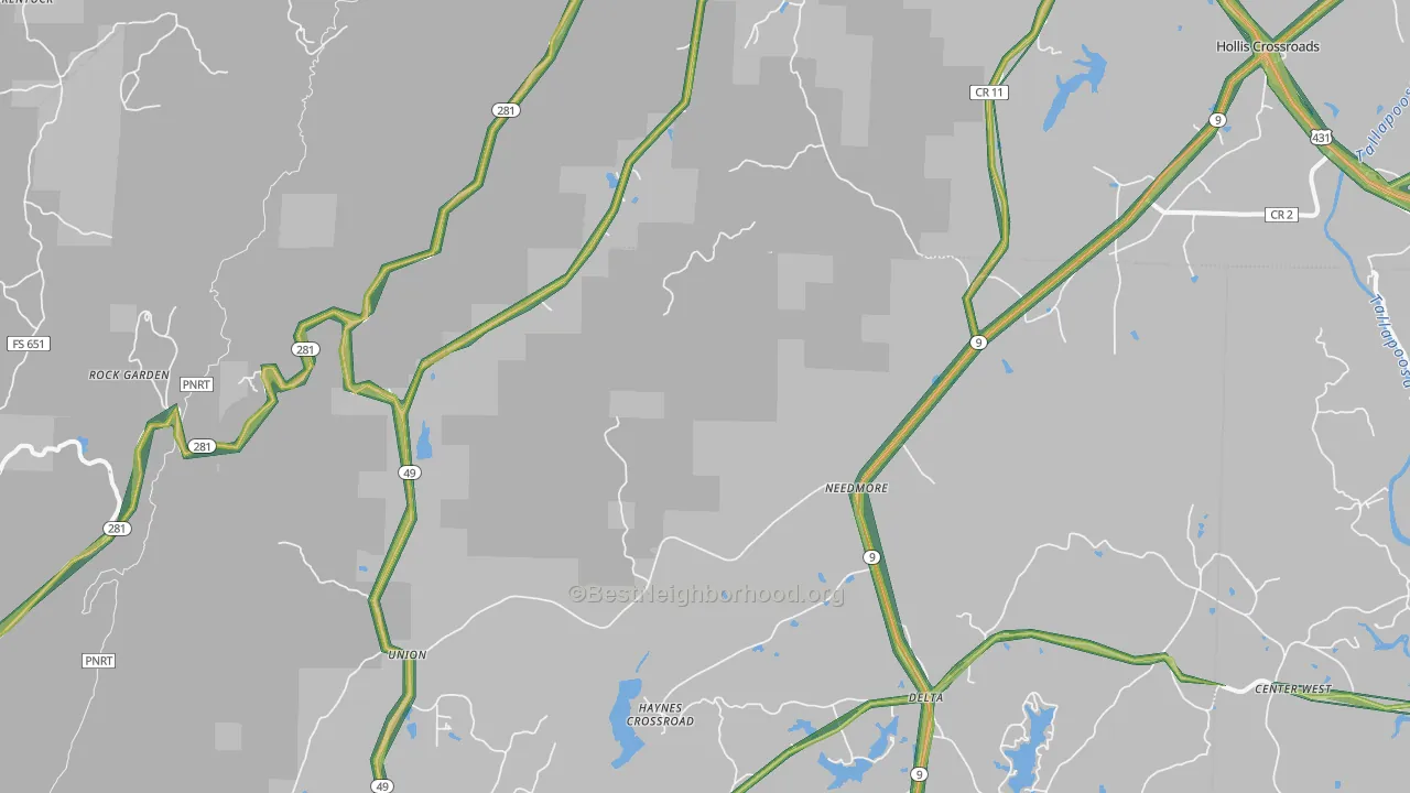 Christiana, AL Map of Noise Levels in Christiana