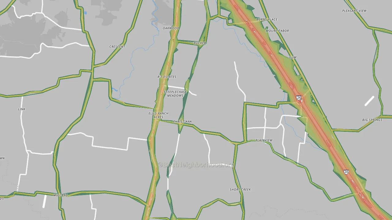 Christiana, TN Map of Noise Levels in Christiana
