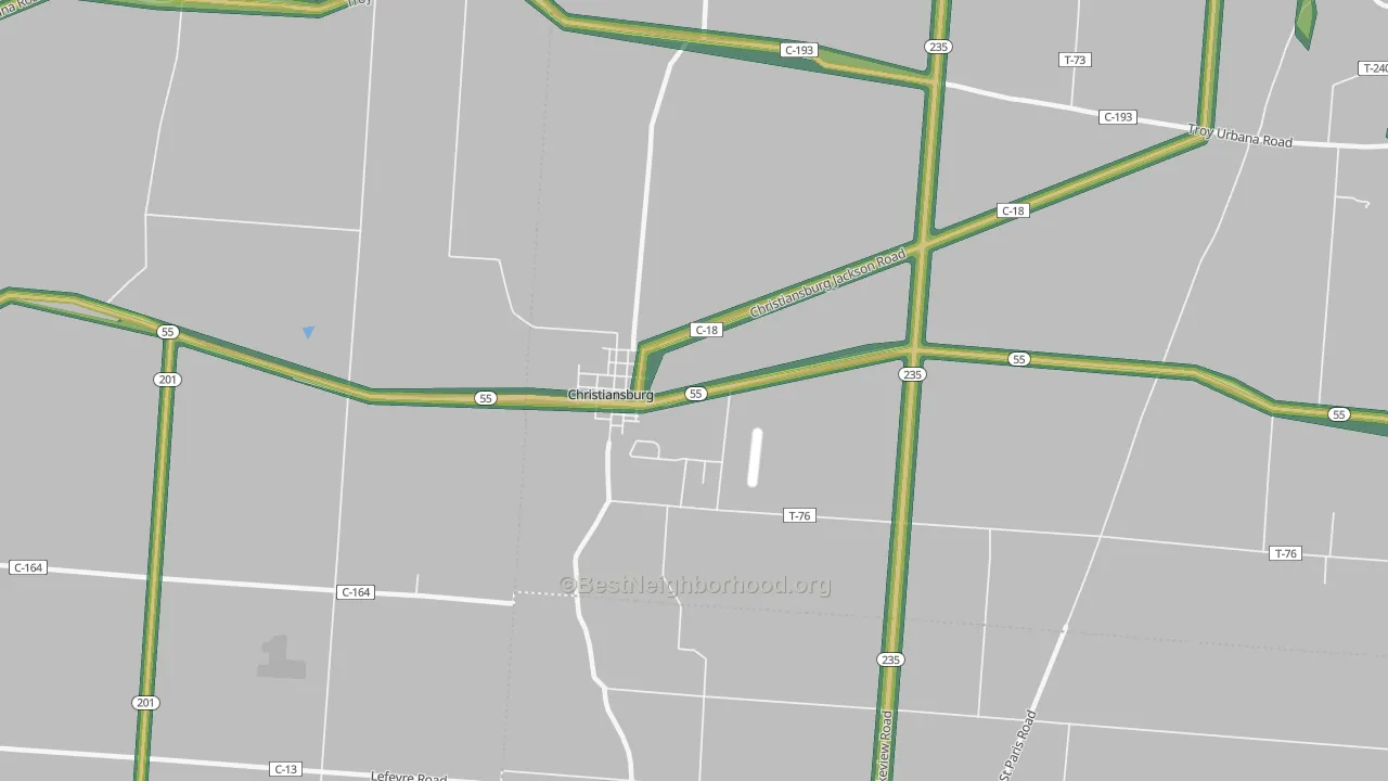 Christiansburg, OH Map of Noise Levels in Christiansburg