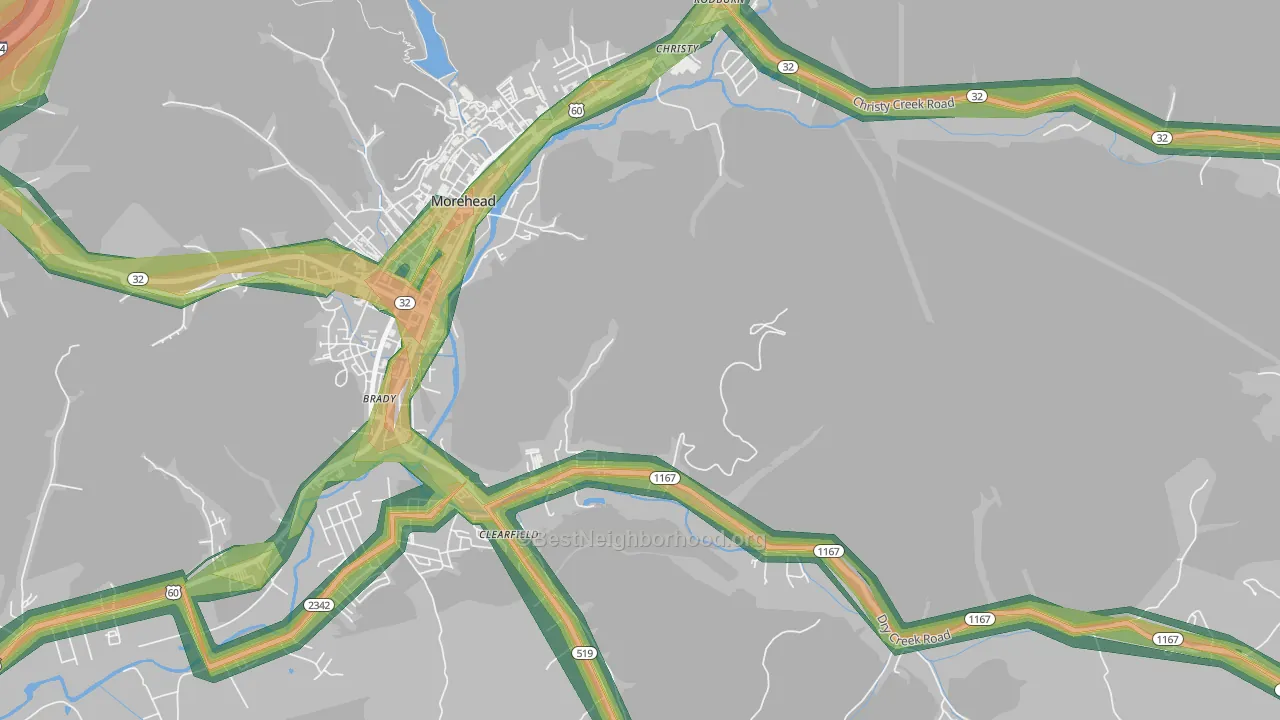 Christy, KY Map of Noise Levels in Christy