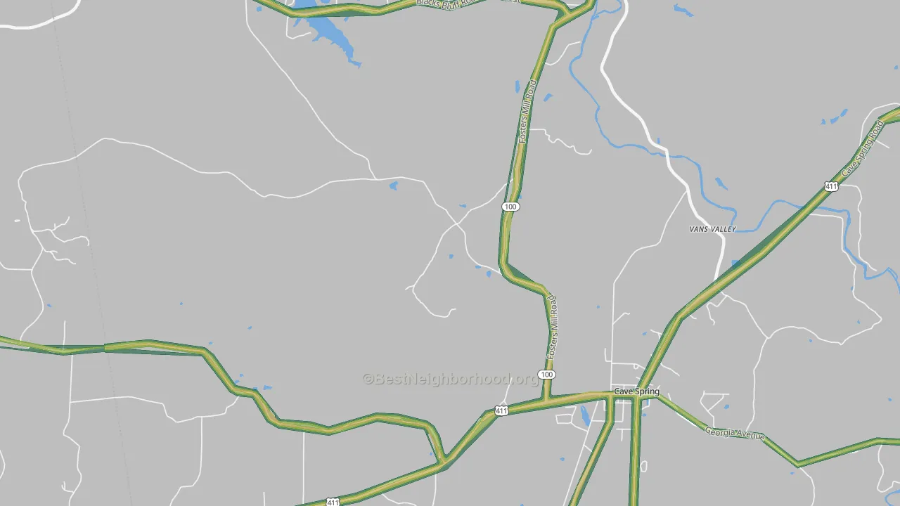 Chubbtown, GA Map of Noise Levels in Chubbtown
