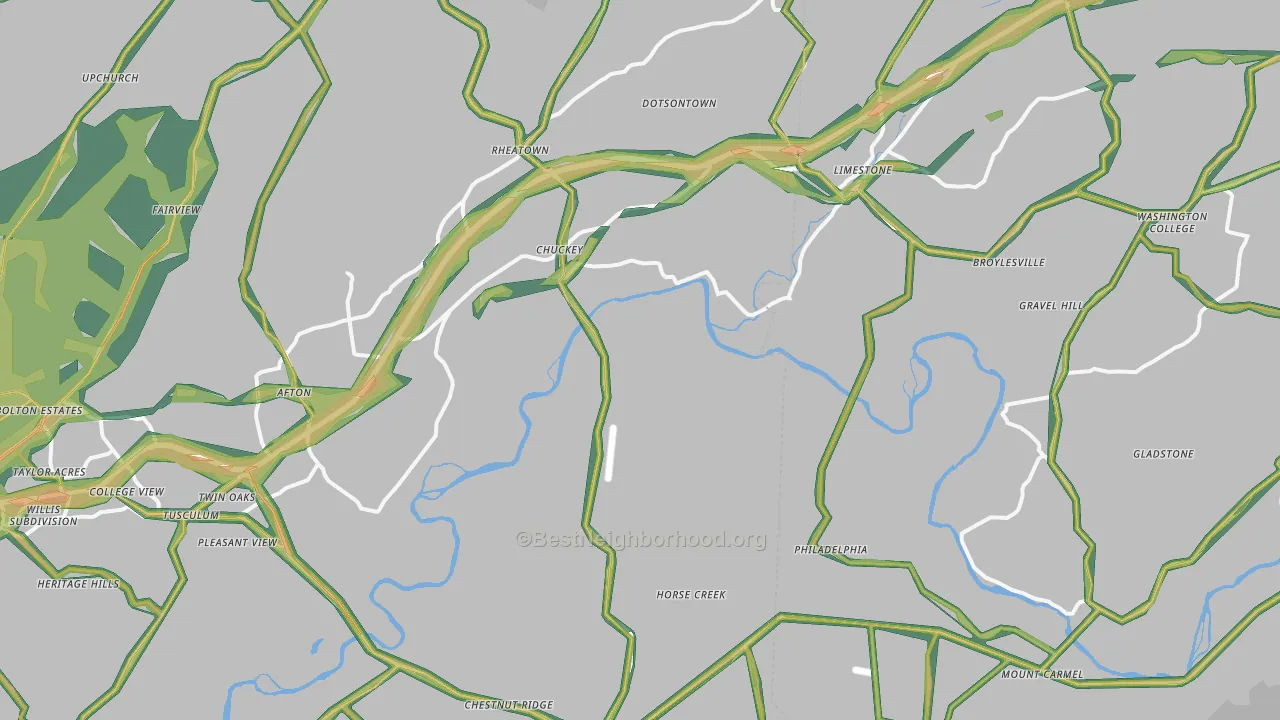 Chuckey, TN Map of Noise Levels in Chuckey