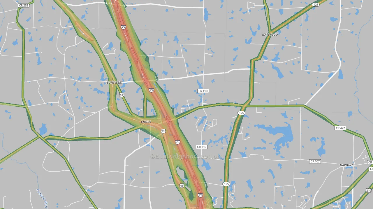 Chula, GA Map of Noise Levels in Chula