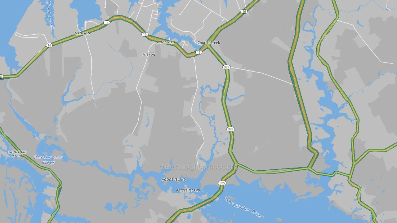 Church Creek, MD Map of Noise Levels in Church Creek