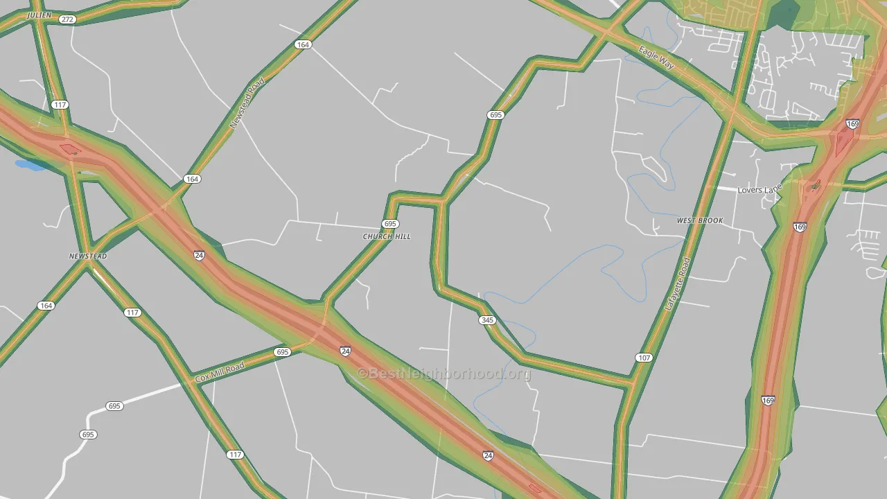 Church Hill, KY Map of Noise Levels in Church Hill