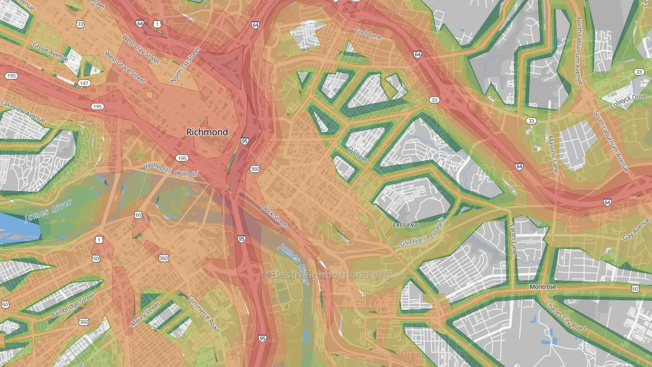 Church Hill, Richmond, VA Map of Noise Levels in Church Hill