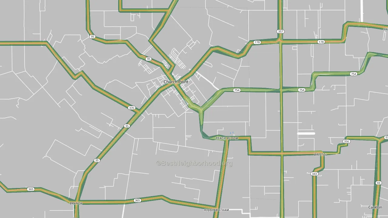 Church Point, LA Map of Noise Levels in Church Point