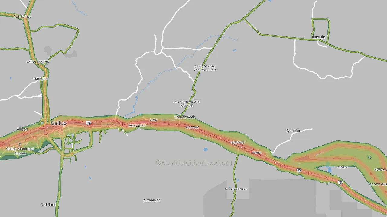 Church Rock, NM Map of Noise Levels in Church Rock
