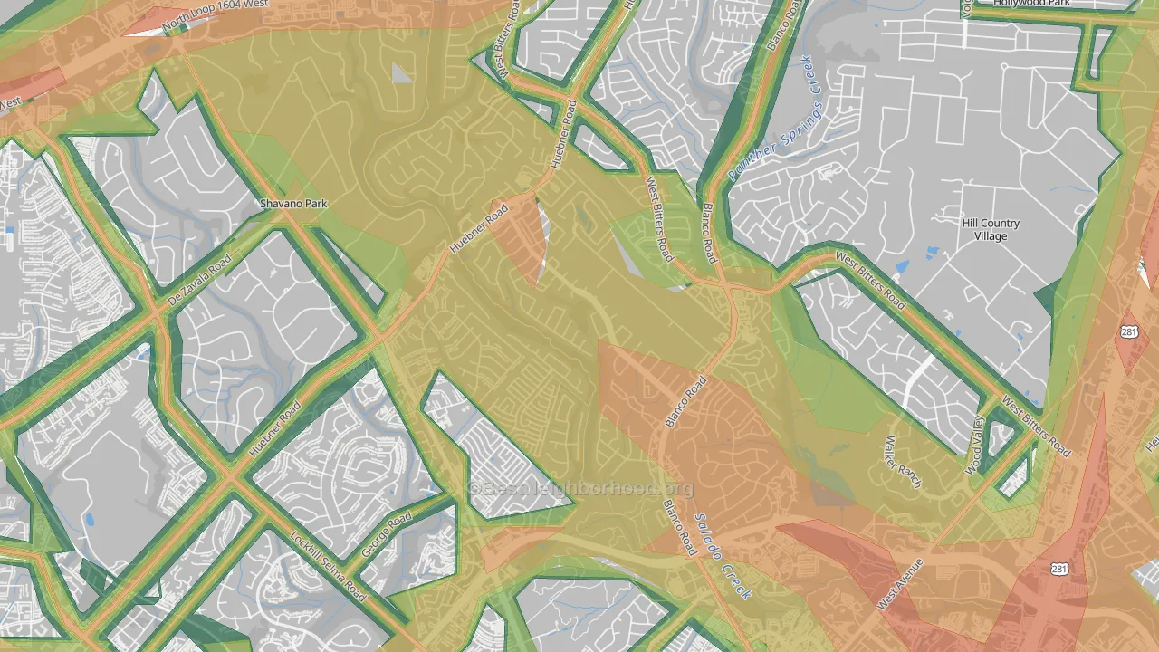 Churchill Estates, San Antonio, TX Map of Noise Levels in Churchill Estates