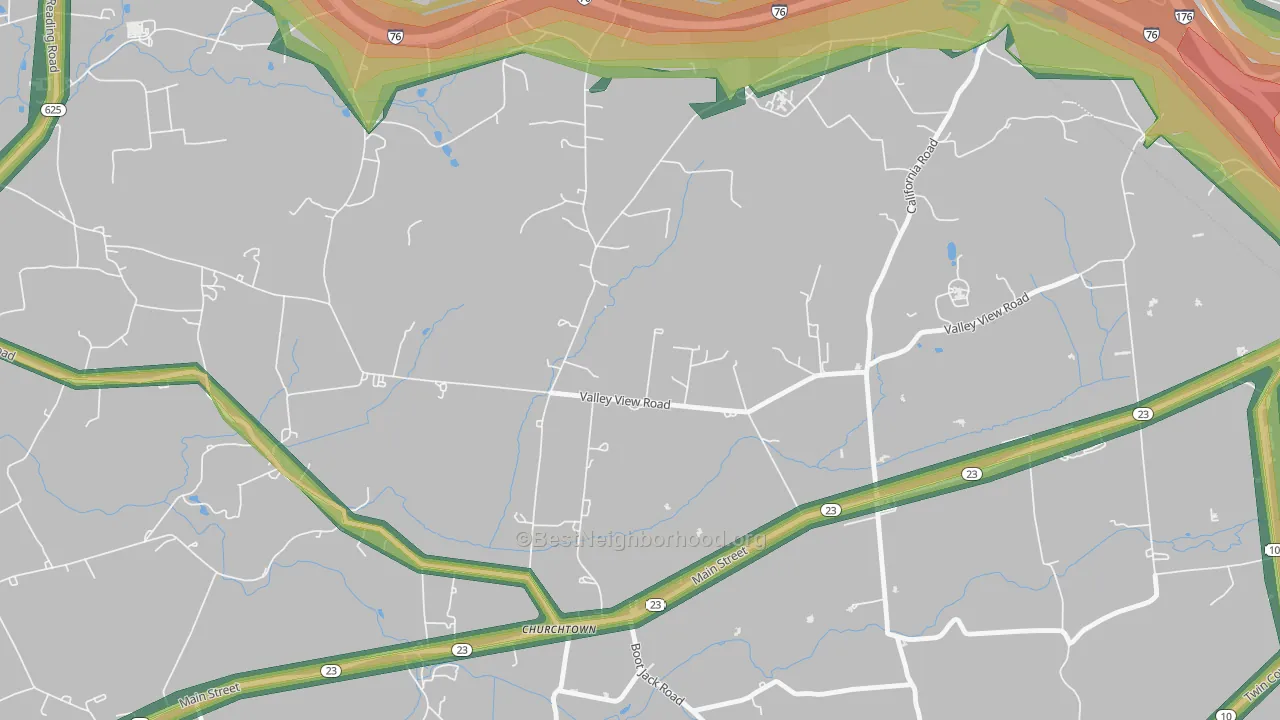 Churchtown, PA Map of Noise Levels in Churchtown